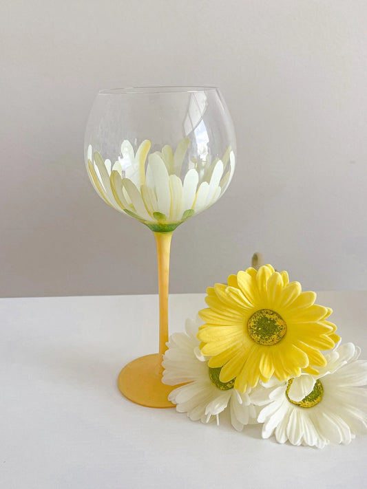 Summer Flower Glass Cup in Yellow