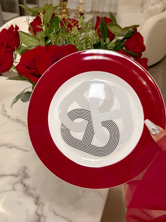 Luxurious Link Ceramic Plate in Red