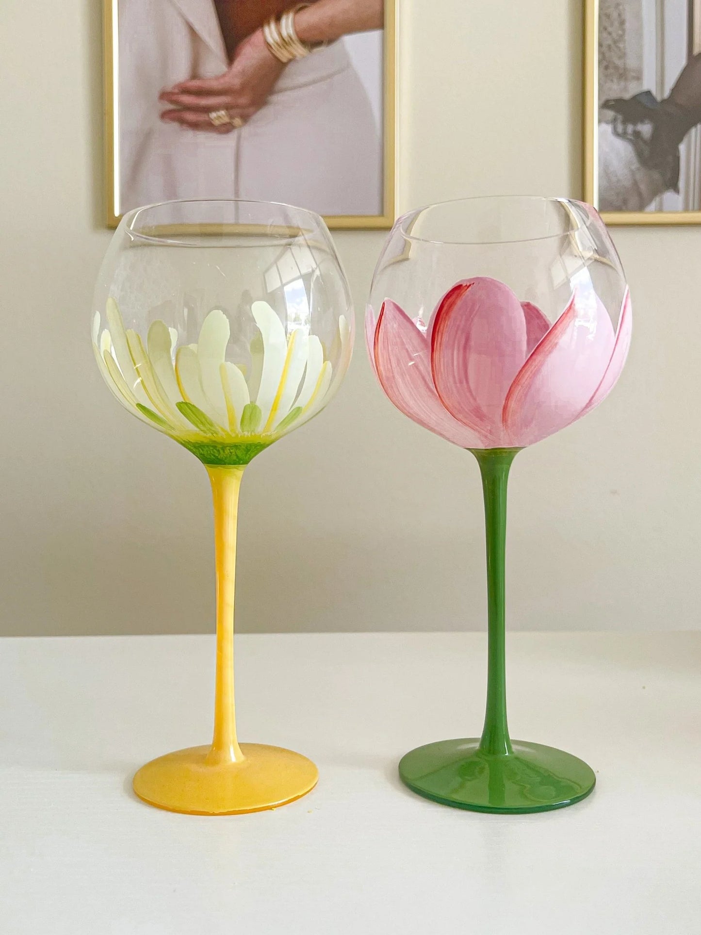 Summer Flower Glass Cup in Yellow