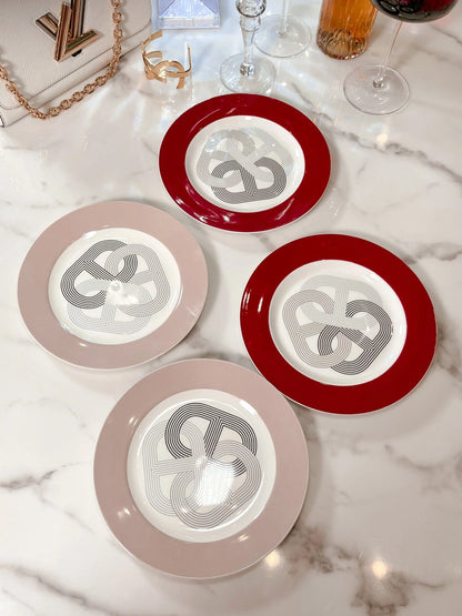Luxurious Link Ceramic Plate in Red