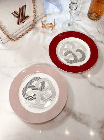 Luxurious Link Ceramic Plate in Red