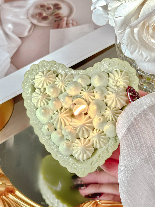 Heart-Shaped Green Tea & Cream Tart Candle