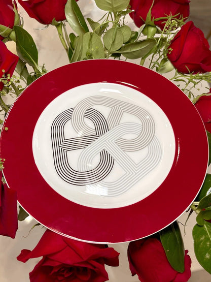 Luxurious Link Ceramic Plate in Red