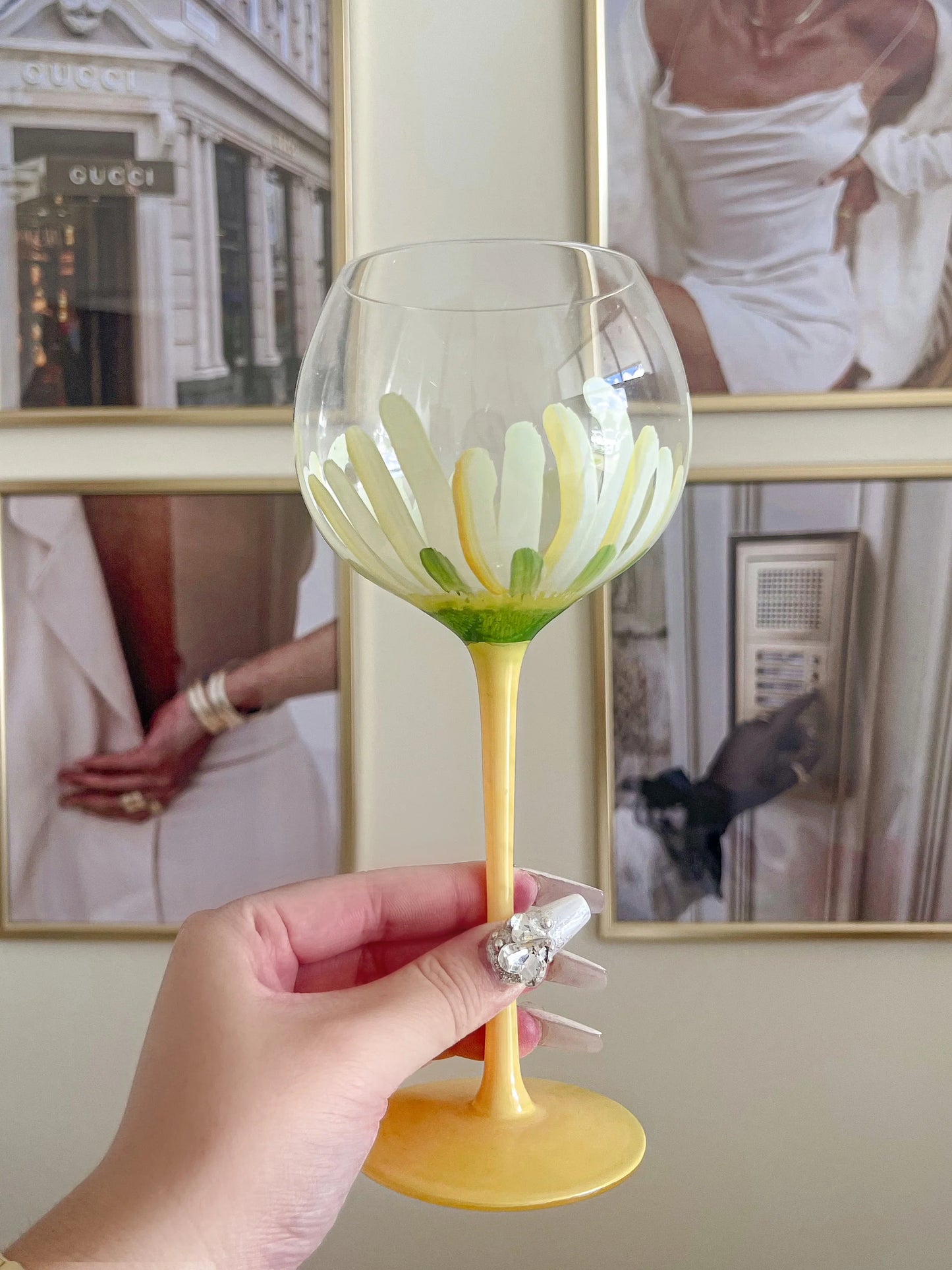 Summer Flower Glass Cup in Yellow