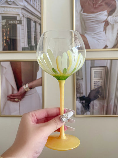 Summer Flower Glass Cup in Yellow